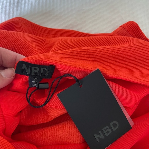 NBD Red Orange One-Shoulder Bodycon Dress Night Out - Picture 9 of 11